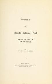 Tapa de Souvenir of Lincoln national park, Hodgenville, Kentucky