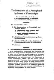Tapa de The methylation of para-aminophenol by means of formaldehyde