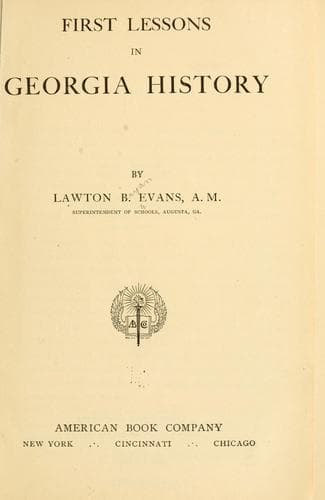 Tapa de First lessons in Georgia history