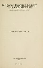 Tapa de Sir Robert Howard's comedy "The Committee"