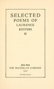 Tapa de Selected poems of Laurence Binyon
