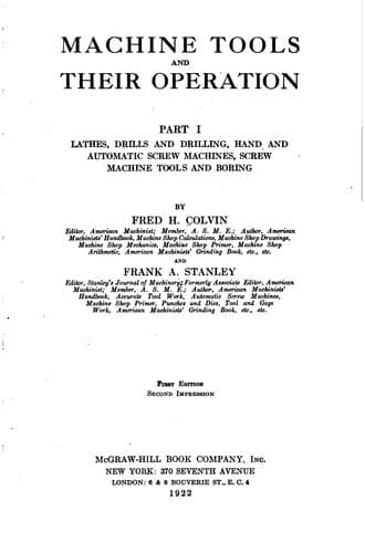 Tapa de Machine tools and their operation ..