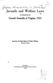 Tapa de Juvenile and welfare laws as amended by the General Assembly of Virginia, 1922
