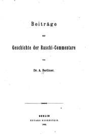 Tapa de Beiträge zur geschichte der Raschi-commentare
