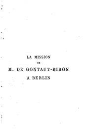 Tapa de La mission de M. de Gontaut-Biron à Berlin