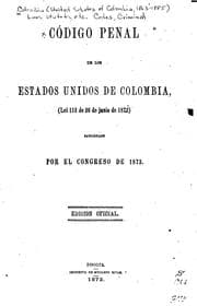 Tapa de Código penal de los estados unidos de Colombia