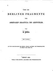 Tapa de Über die Berliner Fragmente der Athēnaiōn politeia des Aristoteles