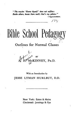 Tapa de Bible school pedagogy