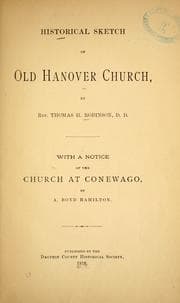 Tapa de Historical sketch of old Hanover church