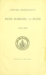 Tapa de Concord, Massachusetts births, marriages, and deaths, 1635-1850