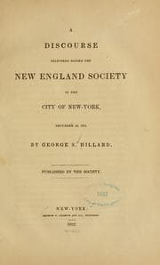 Tapa de A discourse delivered before the New England Society in the City of New-York, December 22, 1851