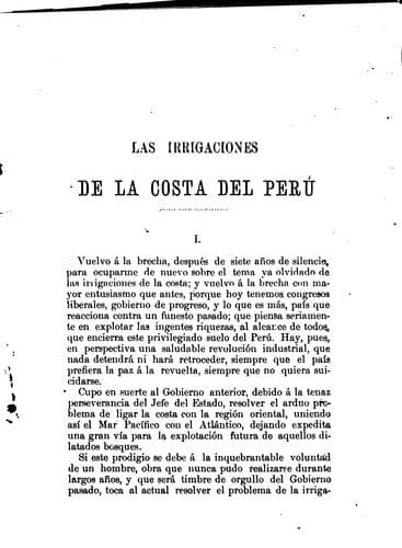 Tapa de Las irrigaciones de la costa ..