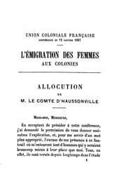 Tapa de L' émigration des femmes aux colonies