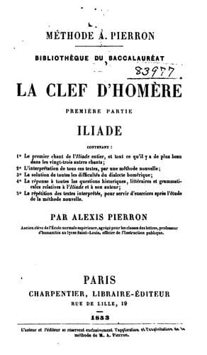 Tapa de La clef d'Homère ..