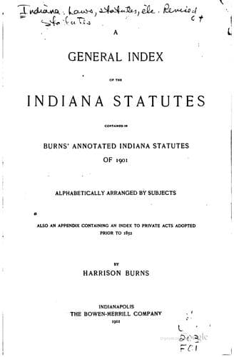 Tapa de Burns' annotated Indiana statutes