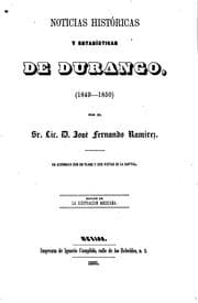 Tapa de Noticias históricas y estadísticas de Durango, (1849-1850)