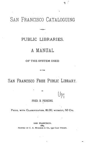 Tapa de San Francisco cataloguing for public libraries