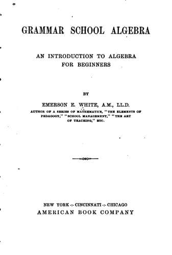 Tapa de Grammar school algebra