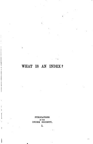 Tapa de What is an index?