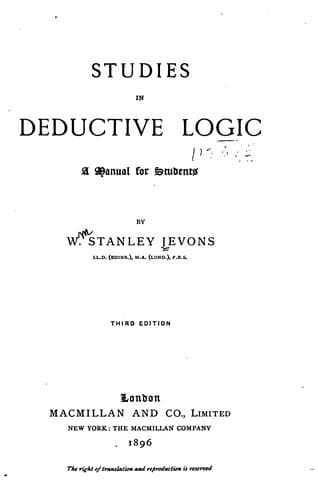 Tapa de Studies in deductive logic