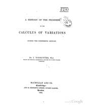 Tapa de A history of the progress of the calculus of variations during the nineteenth century