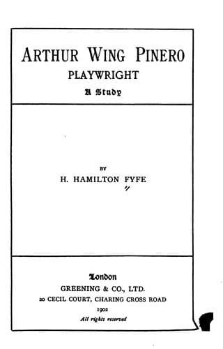 Tapa de Arthur Wing Pinero, playwright