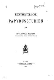 Tapa de Rechtshistorische papyrusstudien