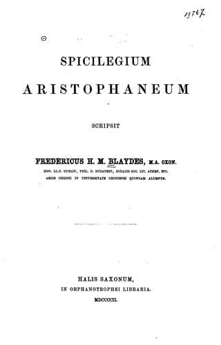 Tapa de Spicilegium Aristophaneum