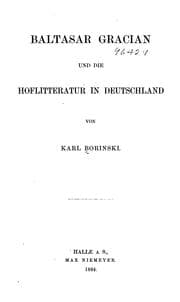 Tapa de Baltasar Gracian un die hoflitteratur in Deutschland