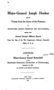 Tapa de Major-General Joseph Hooker and the troops from the Army of the Potomac at Wauhatchie, Lookout Mountain and Chattanooga