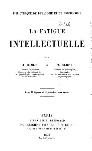 Tapa de La fatigue intellectuelle