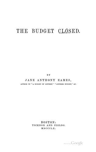 Tapa de The budget closed