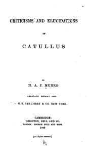 Tapa de Criticisms and elucidations of Catullus