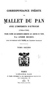 Tapa de Correspondance inédite de Mallet du Pan avec la cour de Vienne (1794-1798)