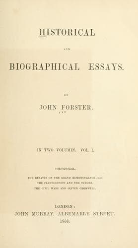 Tapa de Historical and biographical essays.