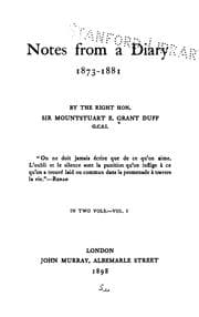 Tapa de Notes from a diary, 1873-1881