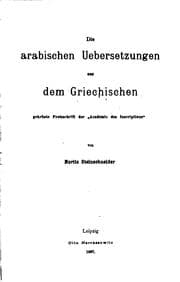 Tapa de Die arabischen uebersetzungen aus dem griechischen