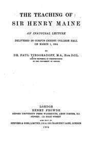 Tapa de The teaching of Sir Henry Maine