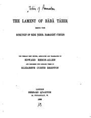 Tapa de The lament of Bābā Tāhir