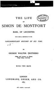 Tapa de The life of Simon de Montfort, Earl of Leicester
