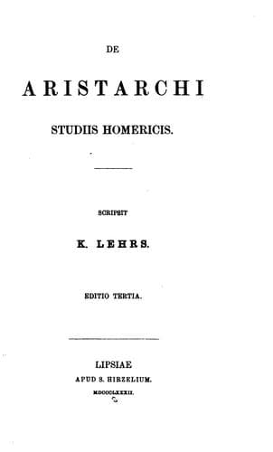 Tapa de De Aristarchi studiis homericis
