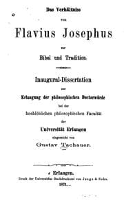 Tapa de Das Verhältniss von Flavius Josephus zur Bibel und tradition