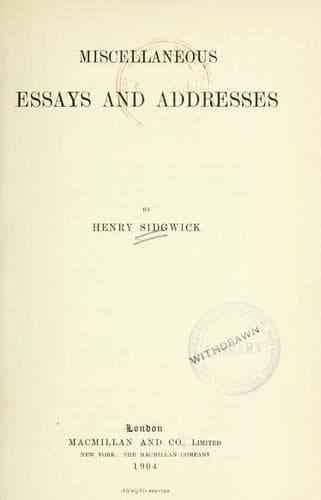 Tapa de Miscellaneous essays and addresses