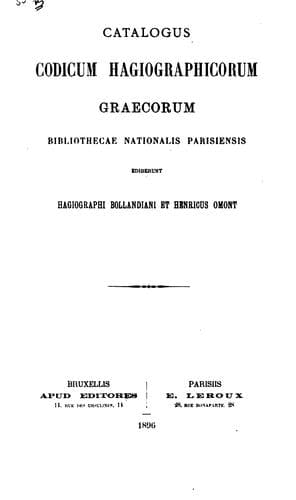 Tapa de Catalogus codicum hagiographicorum graecorum