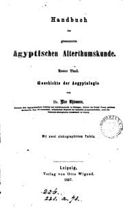 Tapa de Handbuch der gesammten ägyptischen alterthumskunde ..