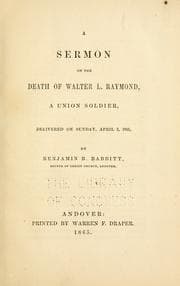 Tapa de A sermon on the death of Walter L. Raymond