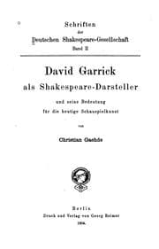 Tapa de David Garrick als Shakespeare-darsteller und seine Bedeutung für die heutige Schauspielkunst