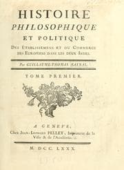 Tapa de Histoire philosophique et politique des éstablissemens et du commerce des Européens dans les deux Indes