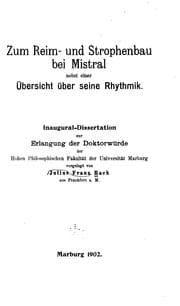 Tapa de Zum Reim- und Strophenbau bei Mistral
