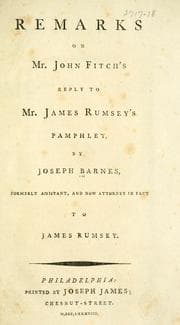 Tapa de Remarks on Mr. John Fitch's reply to Mr. James Rumsey's pamphlet